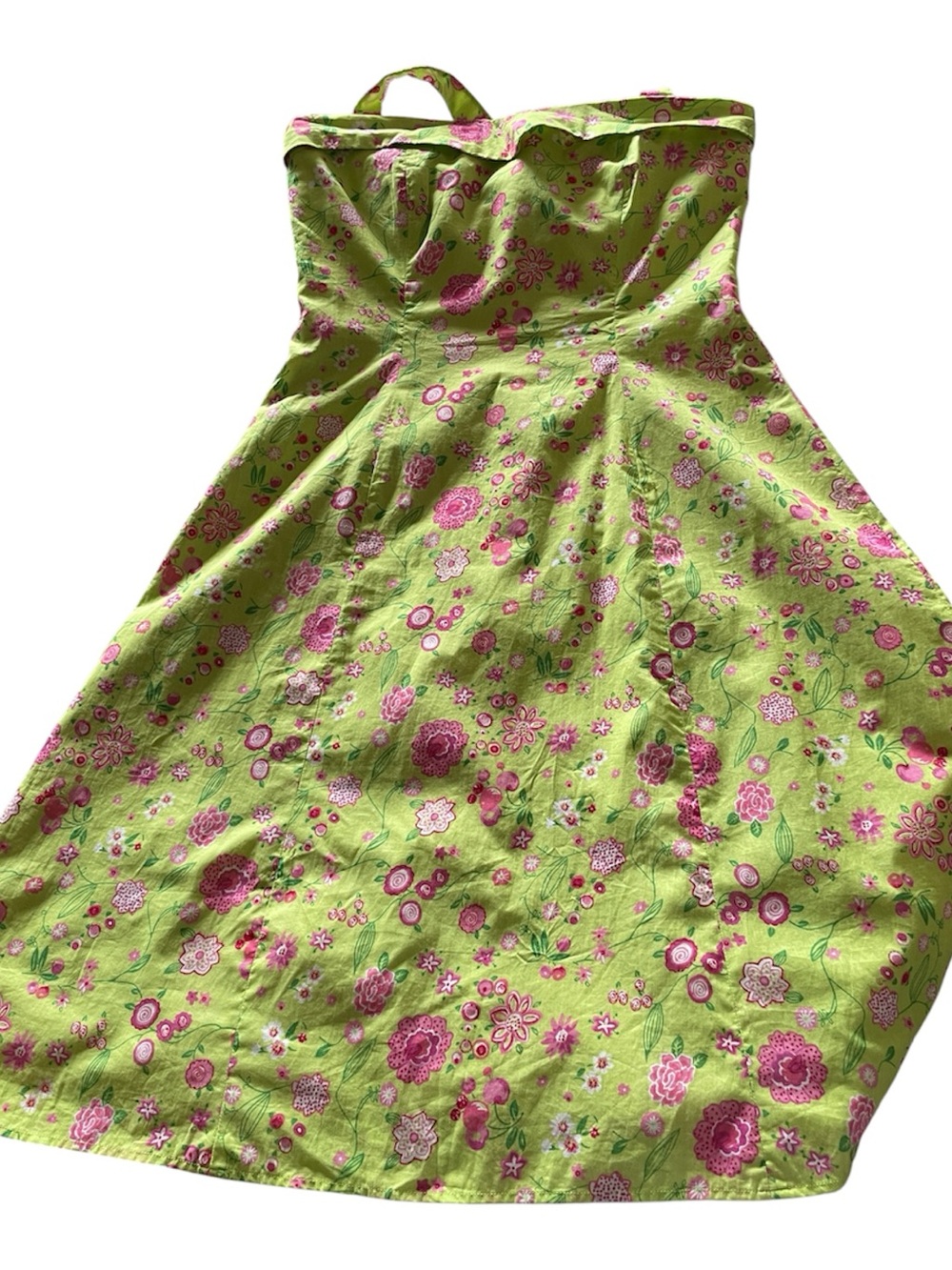 Spenser Jeremy NWT Halter Strapless Floral Sundress in Bright Lime & Pink